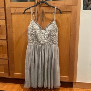 BHLDN mini dress with embroidery and beading.